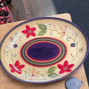 HD Designs 15” Floral Oval Ceramic Platter